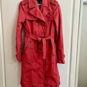 Marc Jacobs Watermelon Red Women's Belted Trench Coat Small